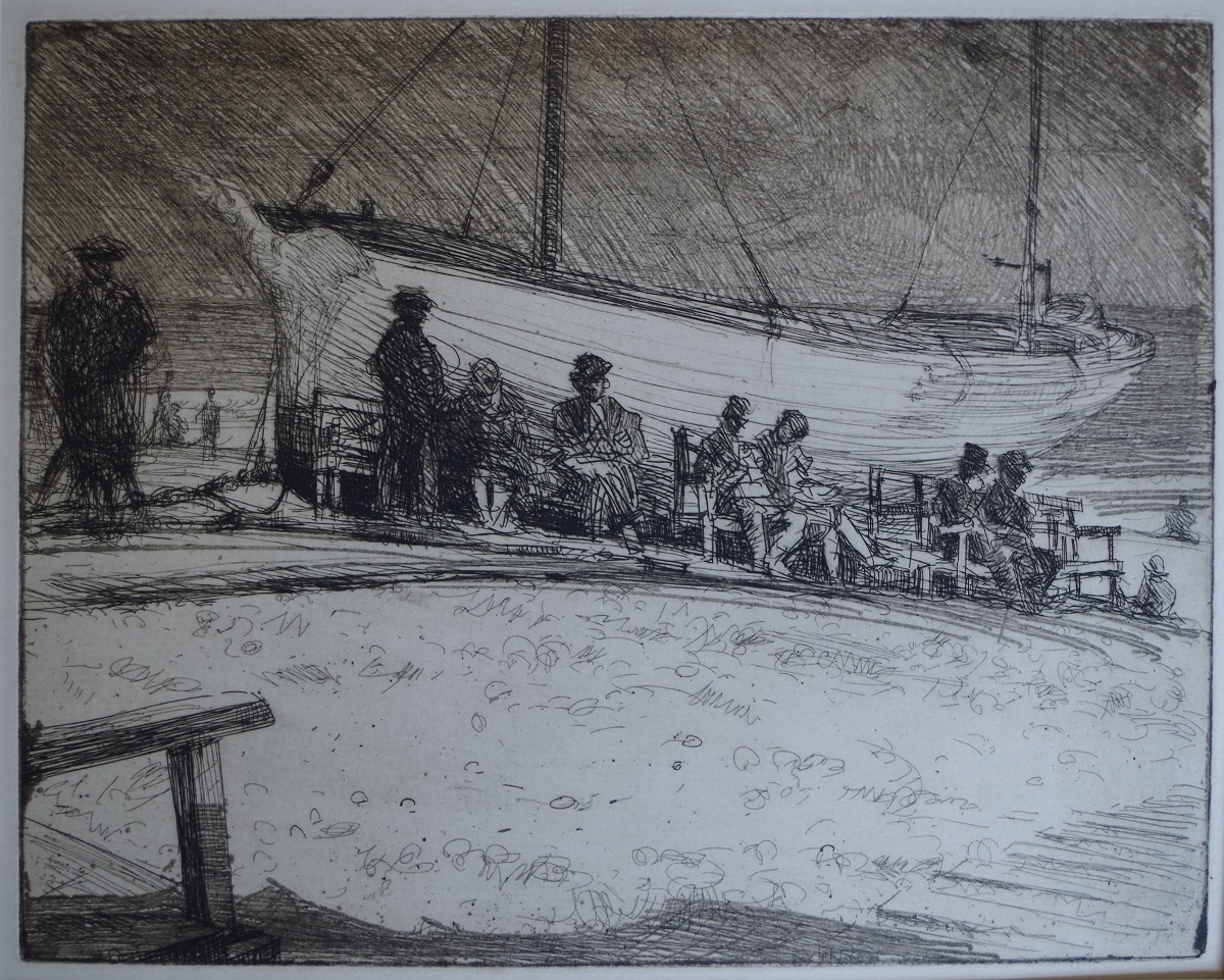 Fishing boat with figures